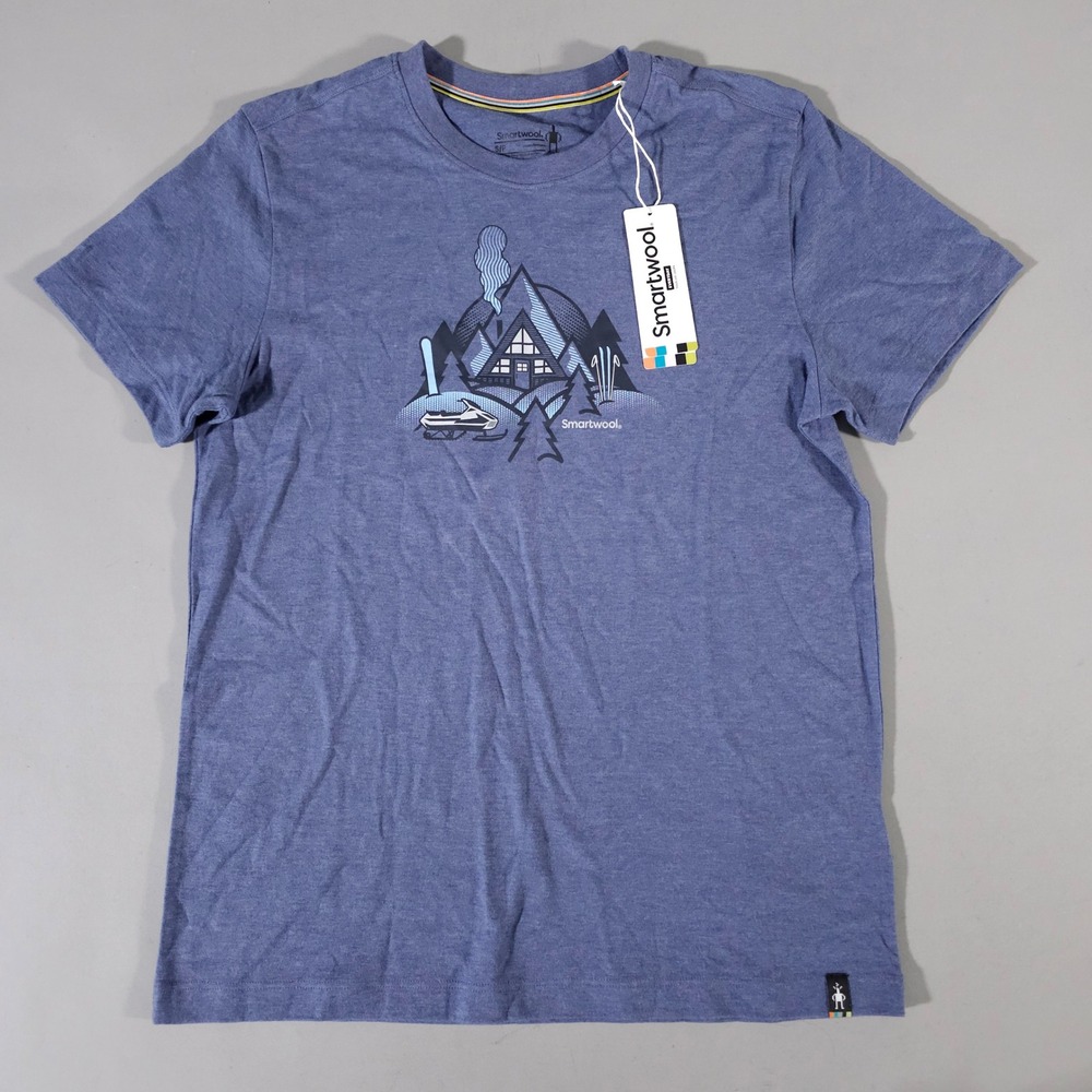 Smartwool Graphic Tee Unisex Small Nightfall Blue Alp Aframe Merino Blend
